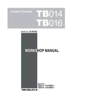 Takeuchi TB016 Bagger Werkstatt Bediener- und Teilehandbücher 4er Set Handbücher - Bild 1 von 9