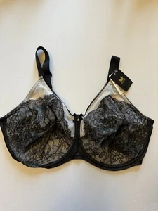 NWT Wacoal Women's 44G Retro Chic Full Figure Underwire Bra 855186 Black - Picture 1 of 3