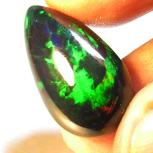 12.17Cts Natural Multi Color Play Black Opal Pear Shape Gemstone From Ethiopia - Picture 1 of 6