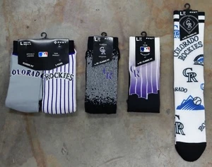 Colorado Rockies 5 Pack Gift Socks Large Men Logo Mixup Home Away Uniform dual - Picture 1 of 1