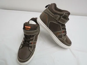 NEW BOYS DAYFIVE BOY HIGH TOP SNEAKERS SIZE 1 BROWN STRETCH LACES - Picture 1 of 4