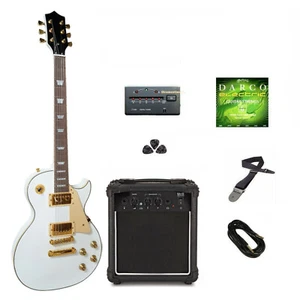 Chitarra Elettrica Les Paul Bianca con Amplificatore e Accessori Set Completo - Foto 1 di 1