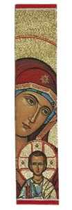 Tapestry Bookmark- Theotokos & Christ Orthodox Christian Icon Gold 9" Cloth -NEW - Picture 1 of 2