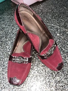 Sesto Meucci loafer flat size 7 red leather soft and cushioned fit Suede S3 - Picture 1 of 11