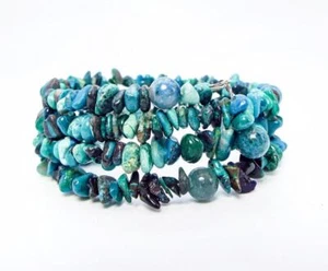 Cynthia Lynn "EVERGLADES" Azurite and Chrysocolla Teal Blue Beaded Coil Bracelet - Picture 1 of 1