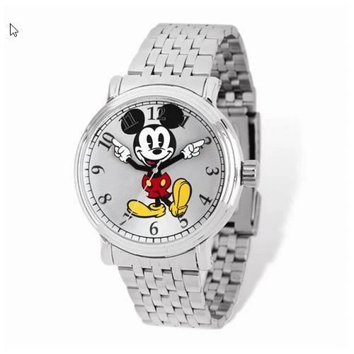 Reloj Mickey Mouse Disney tamaño adulto esfera plateada Foto 1 de 1