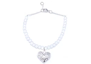 Armband "Herz" - NEU - versilbert - Armband - NEU - weiß & silber - matte Perlen - Bild 1 von 3