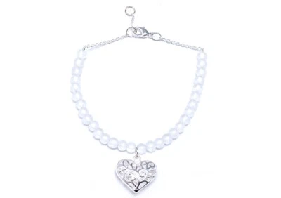 Armband "Herz" - NEU - versilbert - Armband - NEU - weiß & silber - matte Perlen - Bild 1 von 3