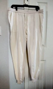 NWT JL Jules Leopold casual jogger pants cotton blend elastic waist Ivory L - Picture 1 of 7
