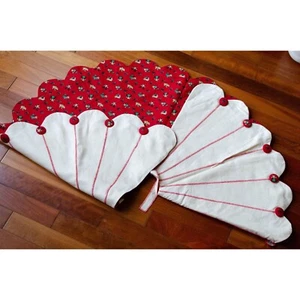 Gonna Albero di Natale Trapuntata Vintage 47" Reversibile Orsacchiotto Smerlato Rosso Bianco - Foto 1 di 10