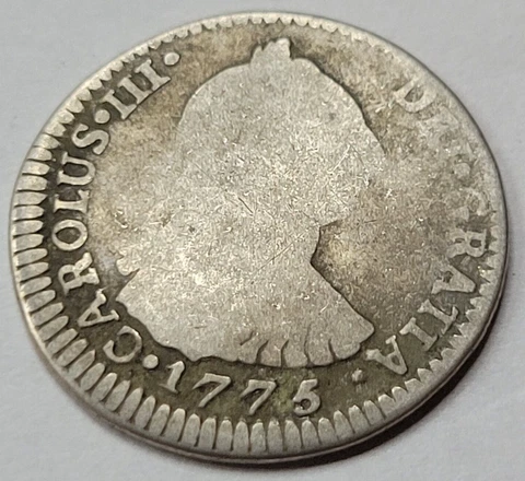 1775 Spanish Colonial Silver 1 Real Potosi Bolivia Carolus III Early Issue *D221 Cover