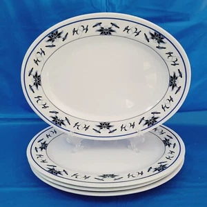 4 G.E.T. Blau Blumen Seerose Oval Melamin 10" Teller M-4040 NSF Brandneu - Bild 1 von 9