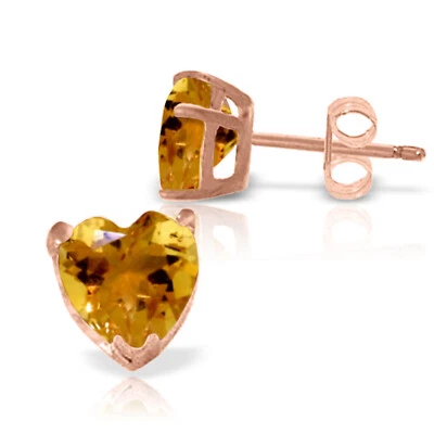 3.25 Carat 14K Solid Rose Gold Stud Earrings Natural Citrine - Image 1 of 3