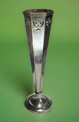 Jarrón Sheffield of England Plato Plata Art Deco Filagree Primavera Verano Flores Foto 1 de 4