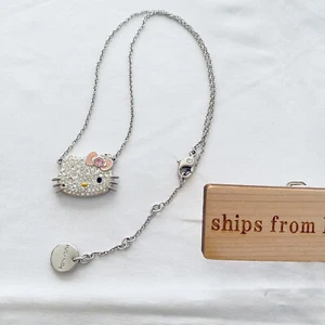 Sanrio Hello Kitty x SWAROVSKI Necklace Pendant USED from Japan - Picture 1 of 5