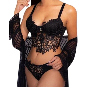 Biancheria da notte donna sexy reggiseno + perizoma pizzo lingerie biancheria intima babydoll pigiama US - Foto 1 di 8