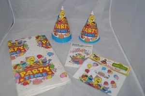 Sesame Street Birthday Party Supplies Lot - New Old Stock 1990 Table cloth, bags - Picture 1 of 5