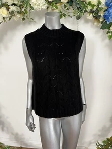 Maglione JOULES Juliette maglia senza maniche nero taglia 12 e 16 misto lana NUOVO - Foto 1 di 18