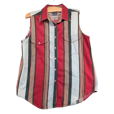 Chaleco abotonable Details Express para hombre a rayas grande sin mangas de algodón Foto 1 de 4