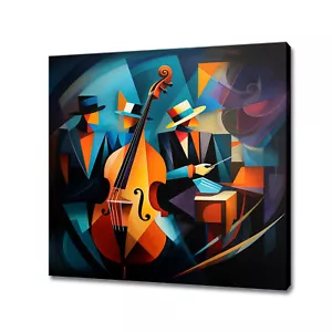 Musikkapelle Bunt Abstrakt Kubismus Stil Modern Leinwandbild Wandbild - Bild 1 von 9