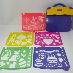Vintage Fisher Price Make A Card Stencil Book Portable W/5 holiday Stencils 1996 - Picture 1 of 7