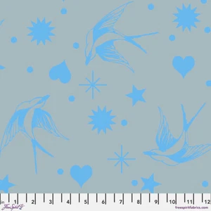 NEW! TULA PINK NEON TRUE COLORS NEON FAIRY FLAKES IN AURA BLUE COTTON FABRIC HY - Picture 1 of 2