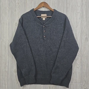 Woolrich Sweater Mens M 85% Wool Henley Pullover Gray Knit Outdoor Vintage - Picture 1 of 9