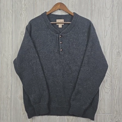 Woolrich Sweater Mens M 85% Wool Henley Pullover Gray Knit Outdoor Vintage - Image 1 of 4