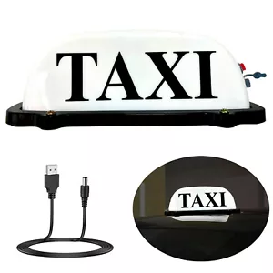 USB Rechargeable Battery LED Taxi Dome Light Roof Taxi Sign White 10inches - Picture 1 of 7