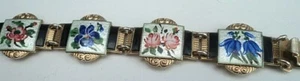 Atractivo Brazalete Floral De Esmalte De Plata Noruega - Nils Elvik Noruega - Imagen 1 de 9