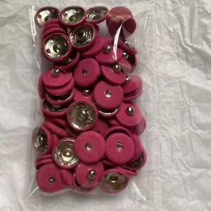 18mm Rose Red 48 Sets Sewing Fabric Covered Popper Metal Snap Fasteners Buttons - Picture 1 of 10