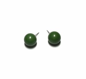 Dark Green Vintage Lucite Stud Earrings 
