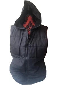 Bonds Black Puffer Jacket Vest Hoodie Sleeveless Sz L - Picture 1 of 8