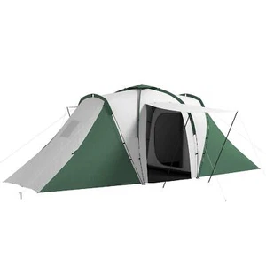 Tenda da Campeggio 4-6 Persone con 2 Camere 555x225x190 Grigio/Verde VivaGarden - Foto 1 di 9
