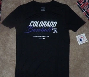 NEW MLB Colorado Rockies Baseball T Shirt Youth Boys M 10 12 Black NEW NWT PP13 - Picture 1 of 1