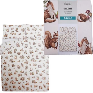 George Watercolour Woodland Double Duvet Set Bedding Reversible Forest Animals - Picture 1 of 15