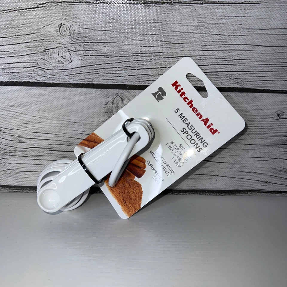 KitchenAid Measuring Spoon Set Easy Read Measurements Soft Grip White KQ057OHWHA
