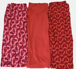 LuLaRoe Leggings 3er Set rot/rosa Herzen Valentinstag Einheitsgröße Damen LL7N - Bild 1 von 3