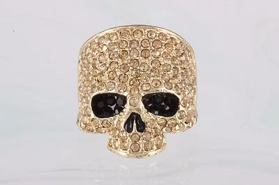 DISFRAZ MARRÓN Y NEGRO PIEDRAS FACETADAS CALAVERA ANILLO TALLA 10 MODA 2356B Foto 1 de 3