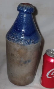 ANTIGUA JARRA DE BARRO BOTELLA CERVEZA GRES AZUL PRIMITIVO TIENDA COUNTRY J. DEVINE - Imagen 1 de 15