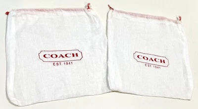 "2 bolsas antipolvo Coach auténticas blancas pequeñas 7,5 x 7,5"" billetera de viaje de diseñador" Foto 1 de 4