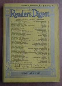 READER'S DIGEST magazine February 1940 THE WAR YEARS-Inside Germany-CHURCHILL - Imagen 1 de 2