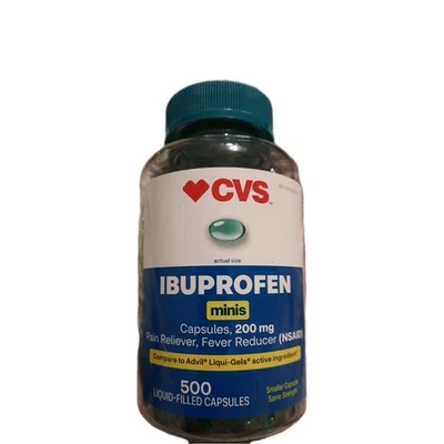 CVS Ibuprofen 500 Count Mini Liquid Filled Softgels 200mg - Expires 10/2026+ - Image 1 of 2
