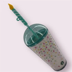 Starbucks Birthday Domed Lid Confetti Glitter Cold Cup 16 oz Candle Straw 2025 - Picture 1 of 12