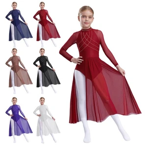 Kids Girls Leotard Ballet Dress Training Dancewear Dance Costume Lyrical Tango - Picture 1 of 47