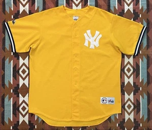 MLB Vintage 90’s Majestic New York Yankees Yellow Jersey Mens XLarge Made in USA - Picture 1 of 8