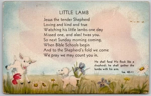 c1945 LifeLine Postkarte Little Lamb Sonntagsschule Einladung religiös UNP - Bild 1 von 2