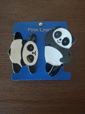 Pinzas para el cabello de panda de lino rosa para niñas ¡Gran relleno de medias! Foto 1 de 4