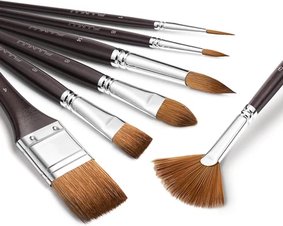Sable Watercolor Brushes 7Pcs Kolinsky Sable Brush Set Variety Shapes