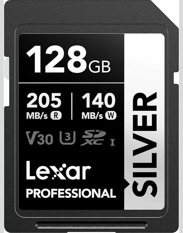 Lexar 128GB SD Card SILVER, up to 205Mb/S Read, 140Mb/S Write, SDXC UHS-I Memory - Image 1 of 4